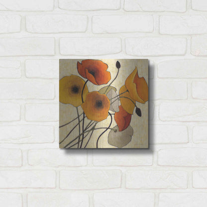 Luxe Metal Art 'Pumpkin Poppies II' by Shirley Novak, Metal Wall Art,12x12