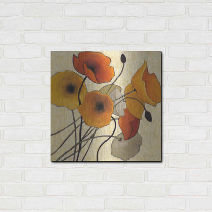 Luxe Metal Art 'Pumpkin Poppies II' by Shirley Novak, Metal Wall Art,24x24