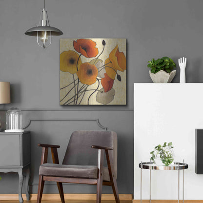 Luxe Metal Art 'Pumpkin Poppies II' by Shirley Novak, Metal Wall Art,24x24