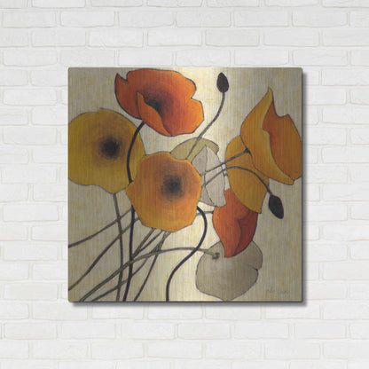 Luxe Metal Art 'Pumpkin Poppies II' by Shirley Novak, Metal Wall Art,36x36