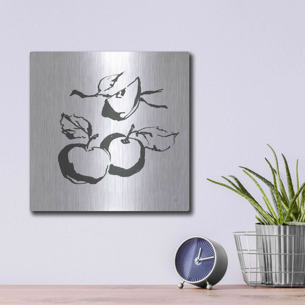 'Apples BW' by Chris Paschke – Metal Wall Art, 12x12 room view