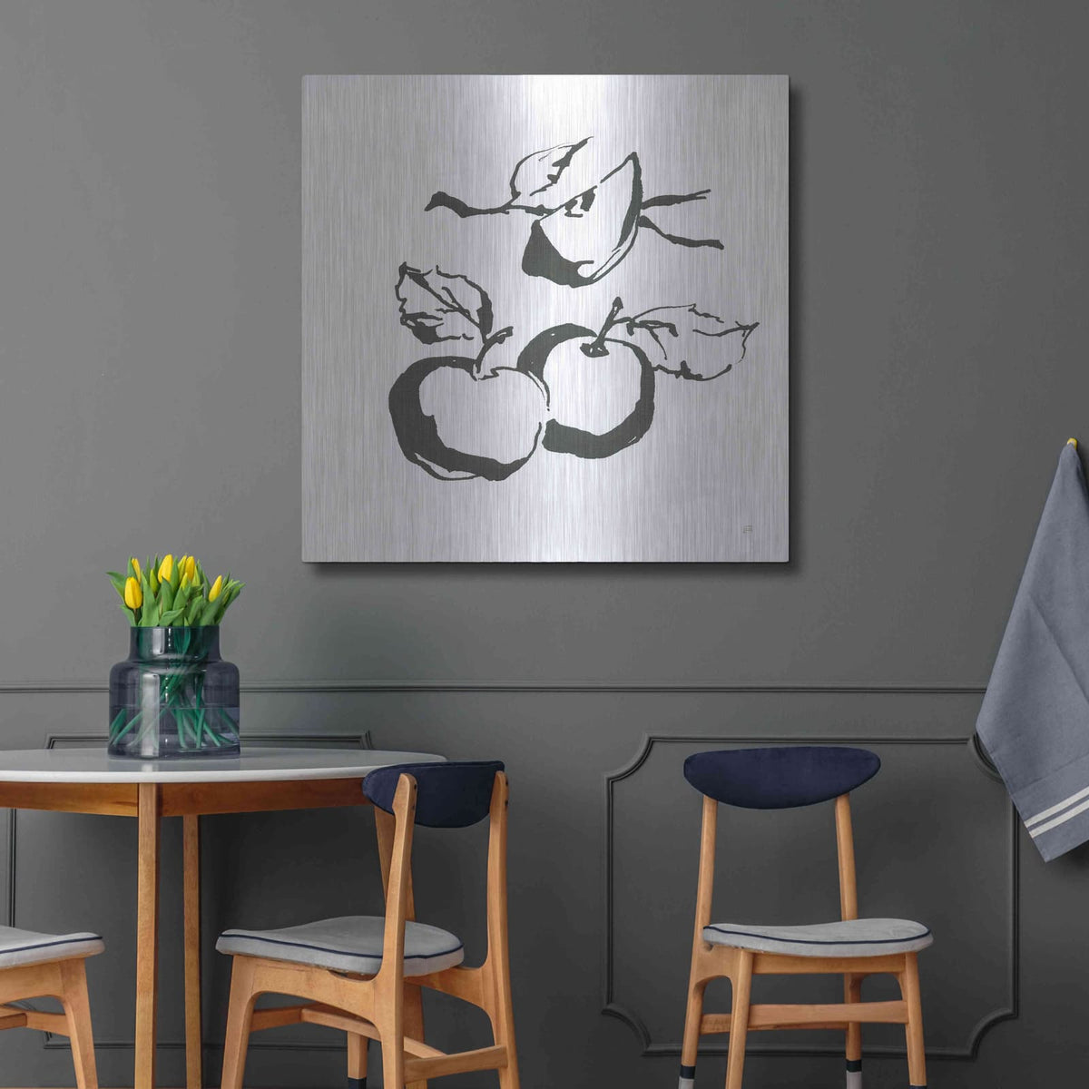 'Apples BW' by Chris Paschke – Metal Wall Art, 36x36 room view