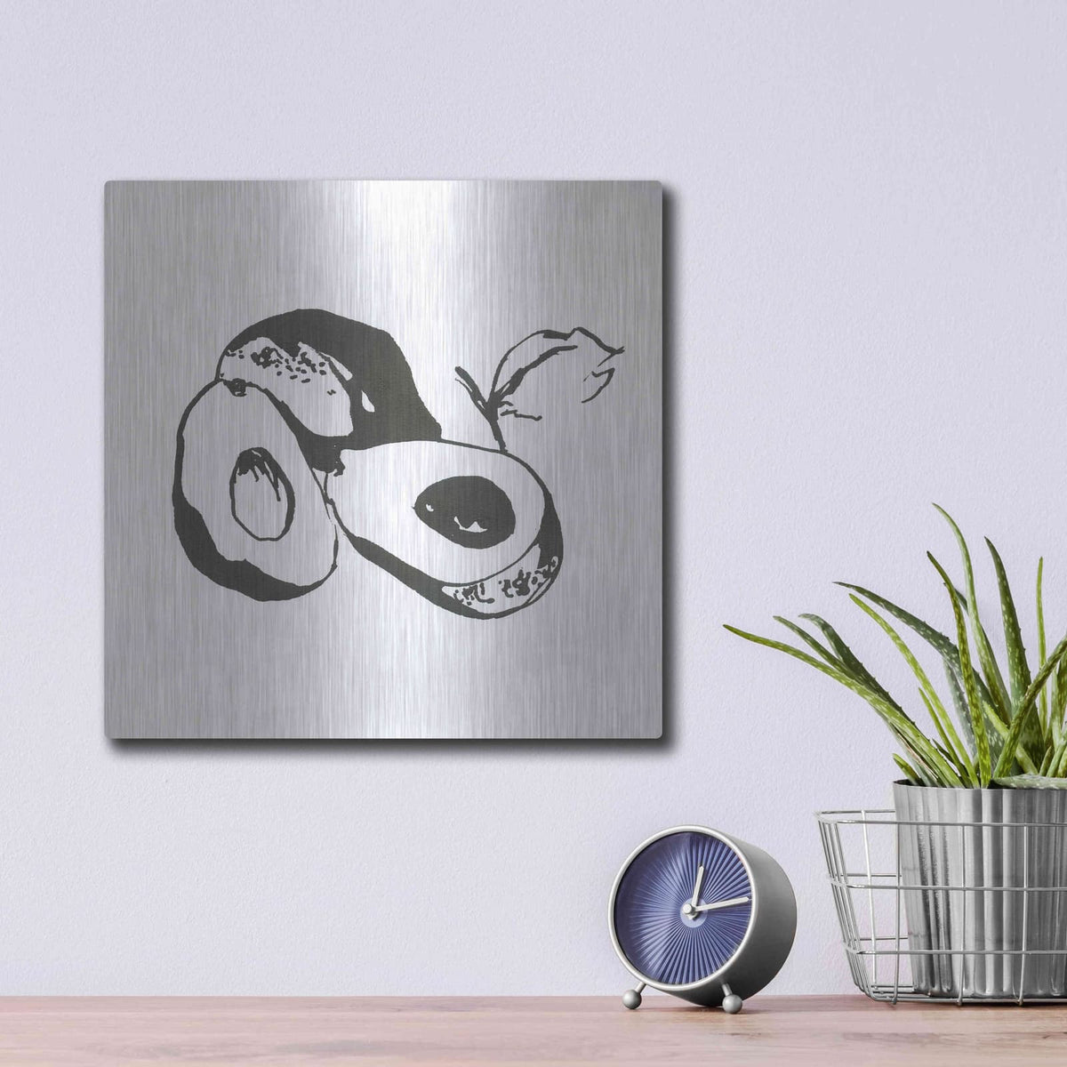 'Avacado II BW' by Chris Paschke – Metal Wall Art, 12x12 room view
