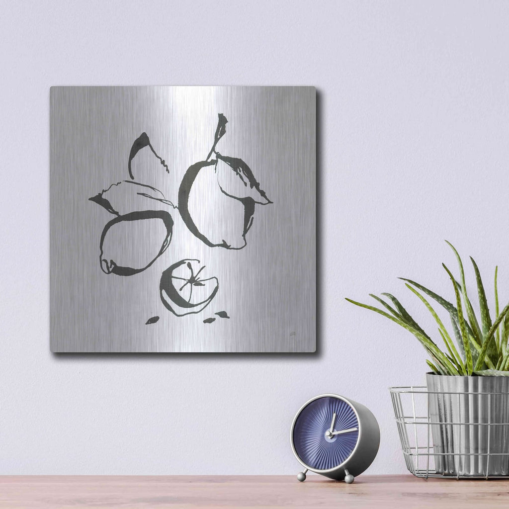 'Lemons BW' by Chris Paschke – Metal Wall Art, 12x12 room view
