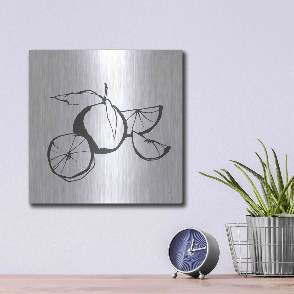 'Oranges BW' by Chris Paschke – Metal Wall Art, 12x12 room view