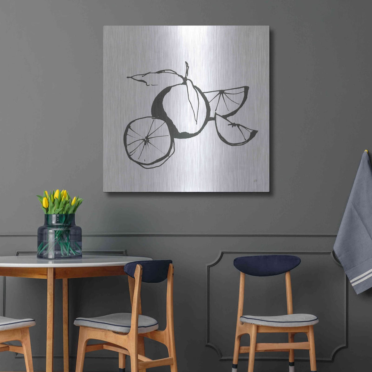 'Oranges BW' by Chris Paschke – Metal Wall Art, 36x36 room view