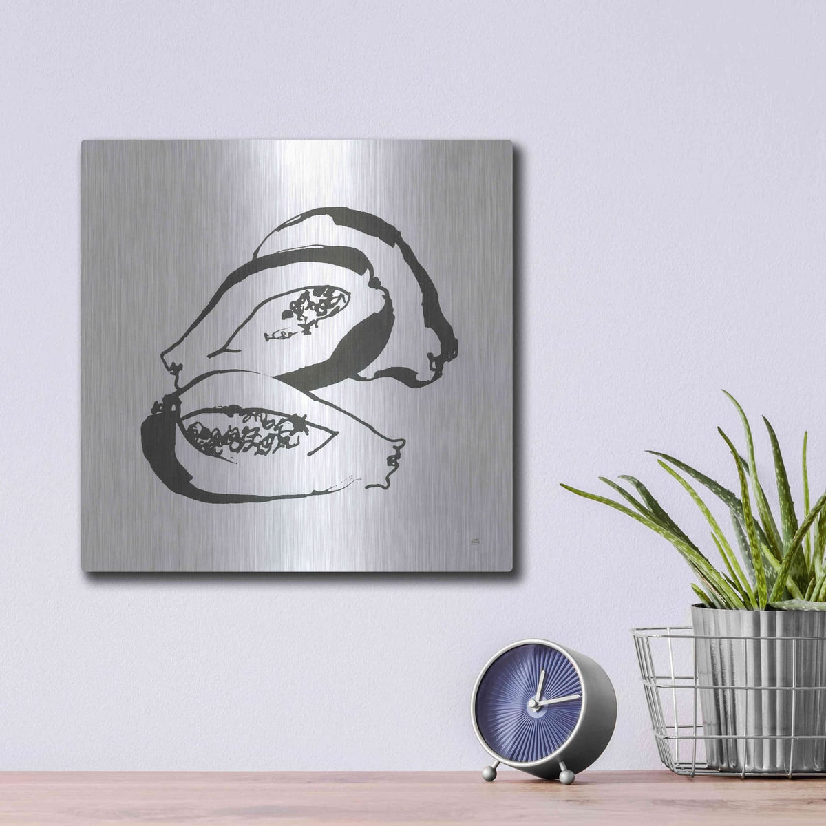 'Papaya BW' by Chris Paschke – Metal Wall Art, 12x12 room view