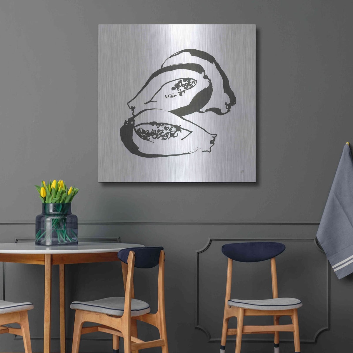 'Papaya BW' by Chris Paschke – Metal Wall Art, 36x36 room view
