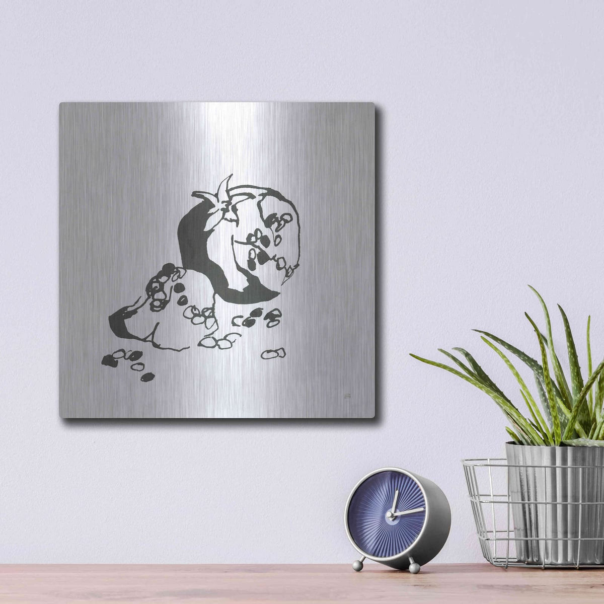 'Pomegranate I BW' by Chris Paschke – Metal Wall Art, 12x12 room view