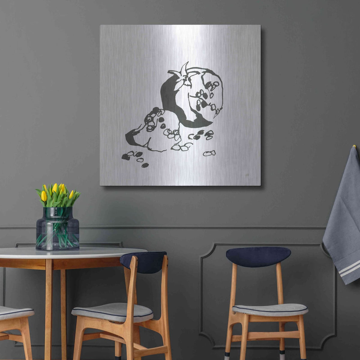 'Pomegranate I BW' by Chris Paschke – Metal Wall Art, 36x36 room view
