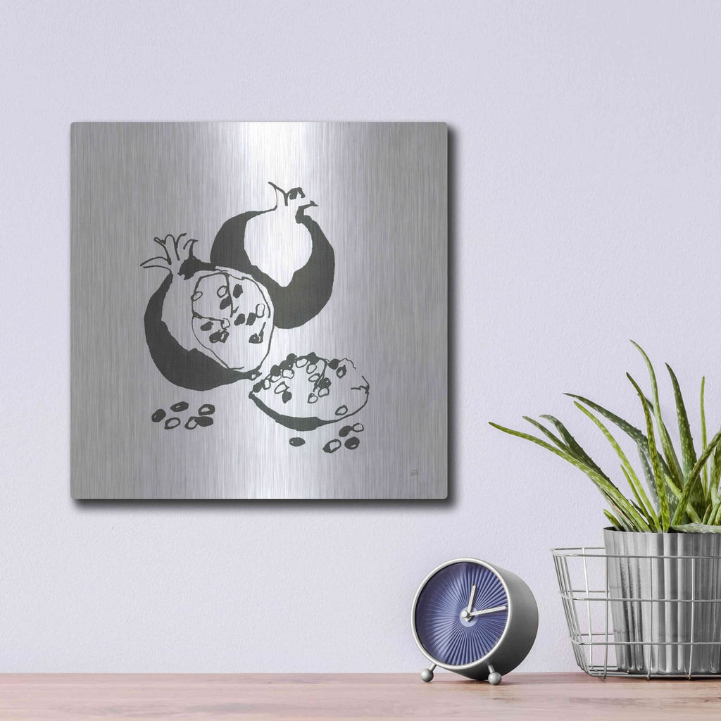 'Pomegranate II BW' by Chris Paschke – Metal Wall Art, 12x12 room view