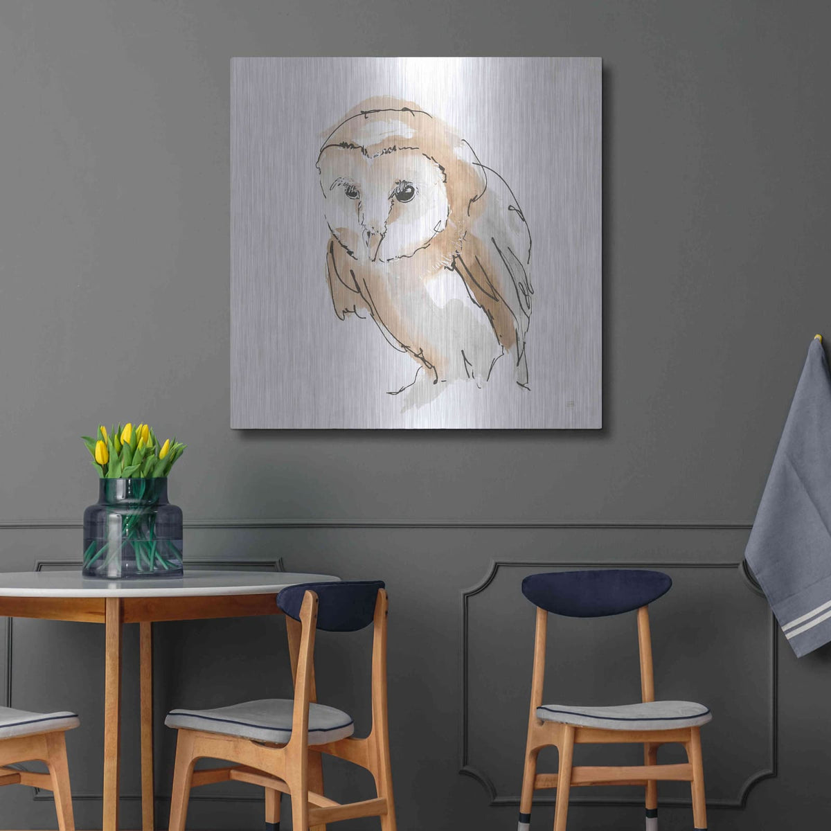 'Barn Owl I' by Chris Paschke – Metal Wall Art, 36x36 room view
