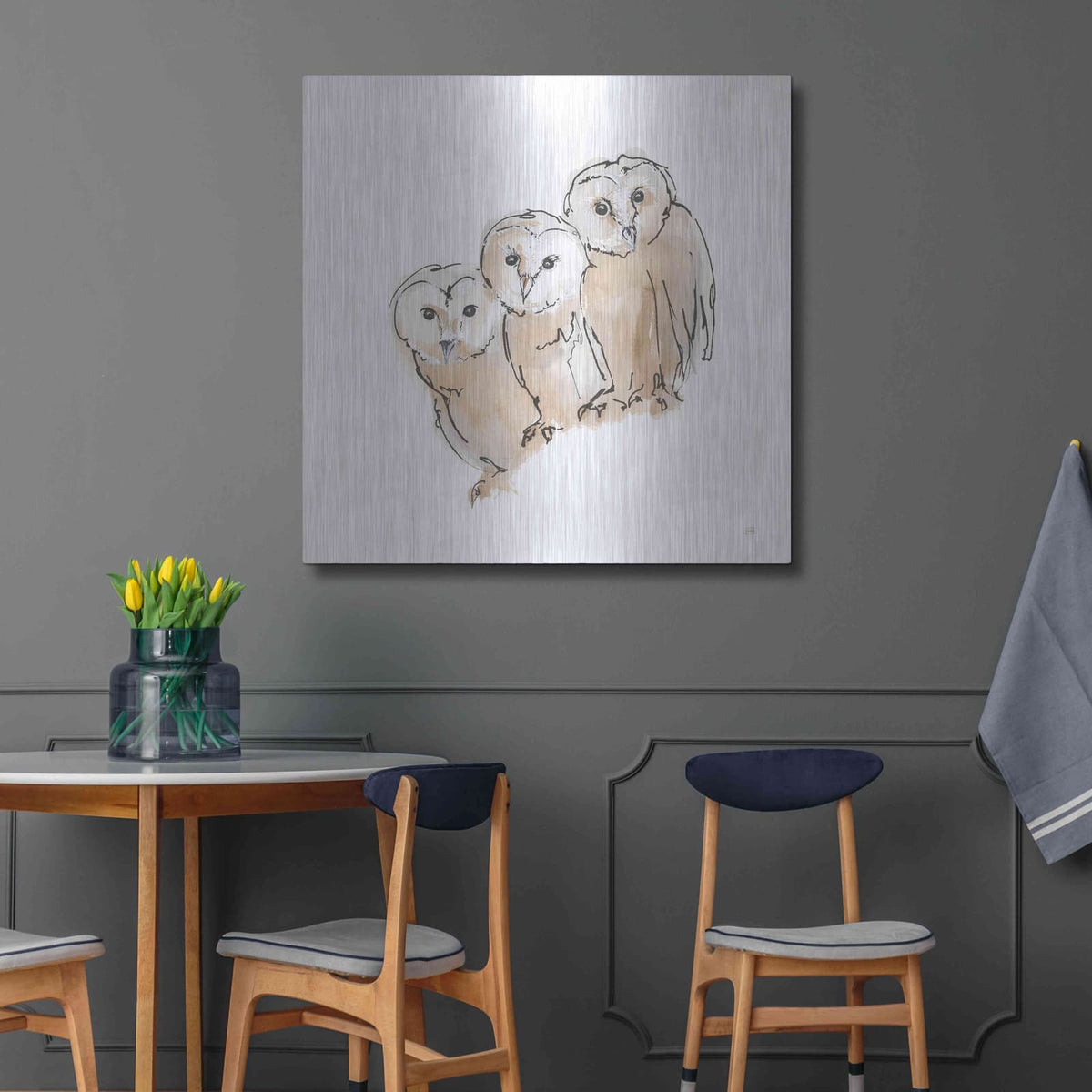 'Barn Owl III' by Chris Paschke – Metal Wall Art, 36x36 room view