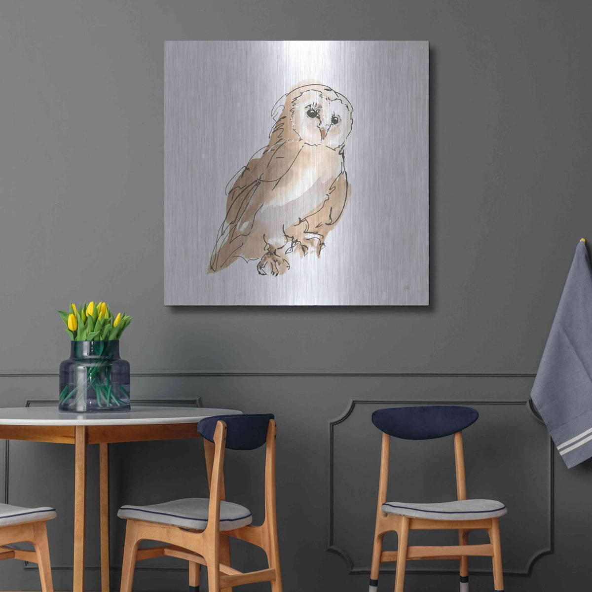 'Barn Owl IV' by Chris Paschke – Metal Wall Art, 36x36 room view