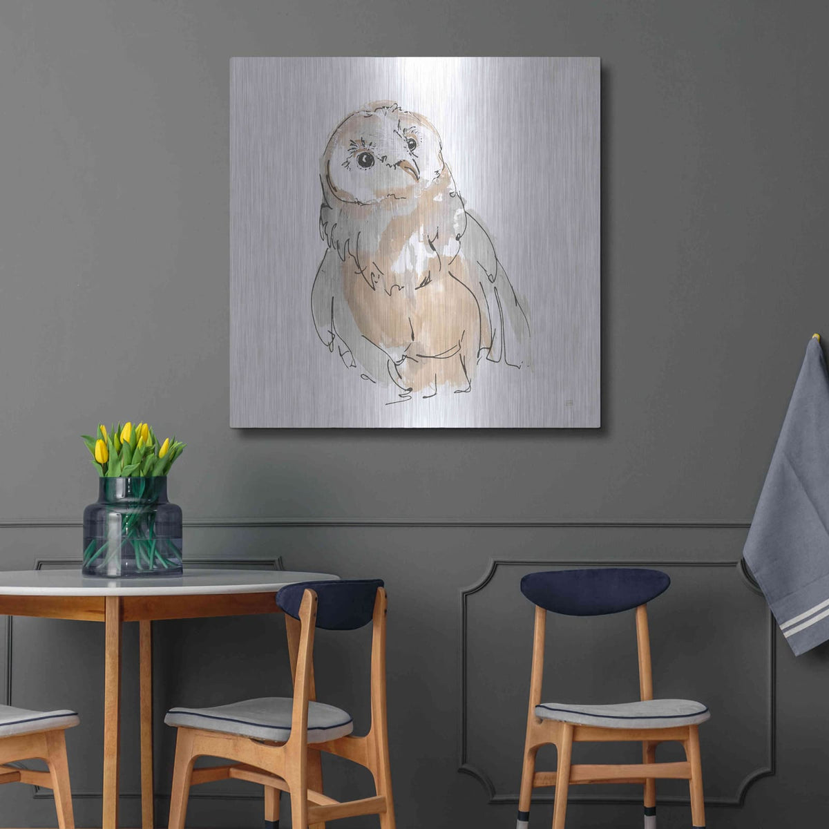 'Barn Owl V' by Chris Paschke – Metal Wall Art, 36x36 room view