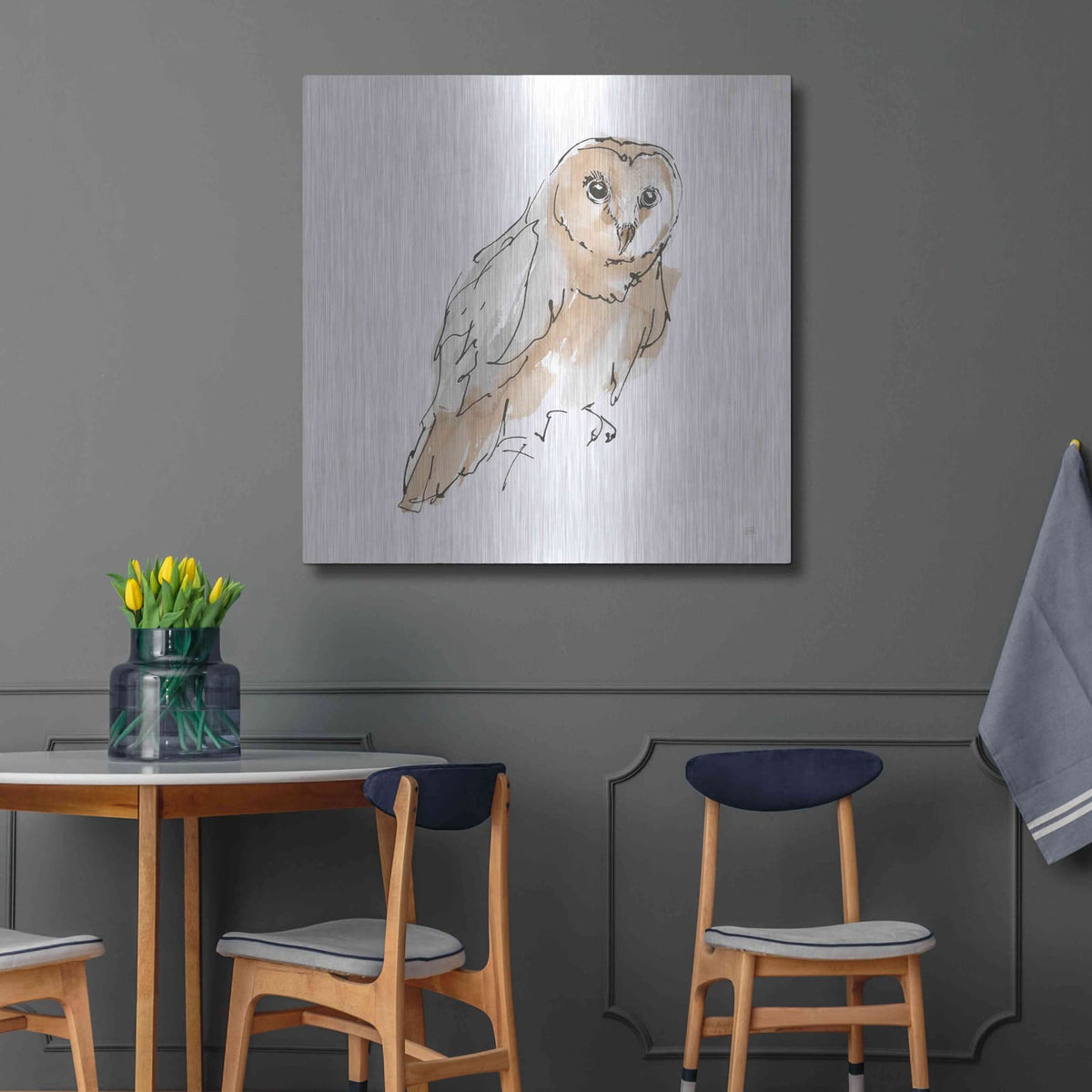 'Barn Owl VI' by Chris Paschke – Metal Wall Art, 36x36 room view