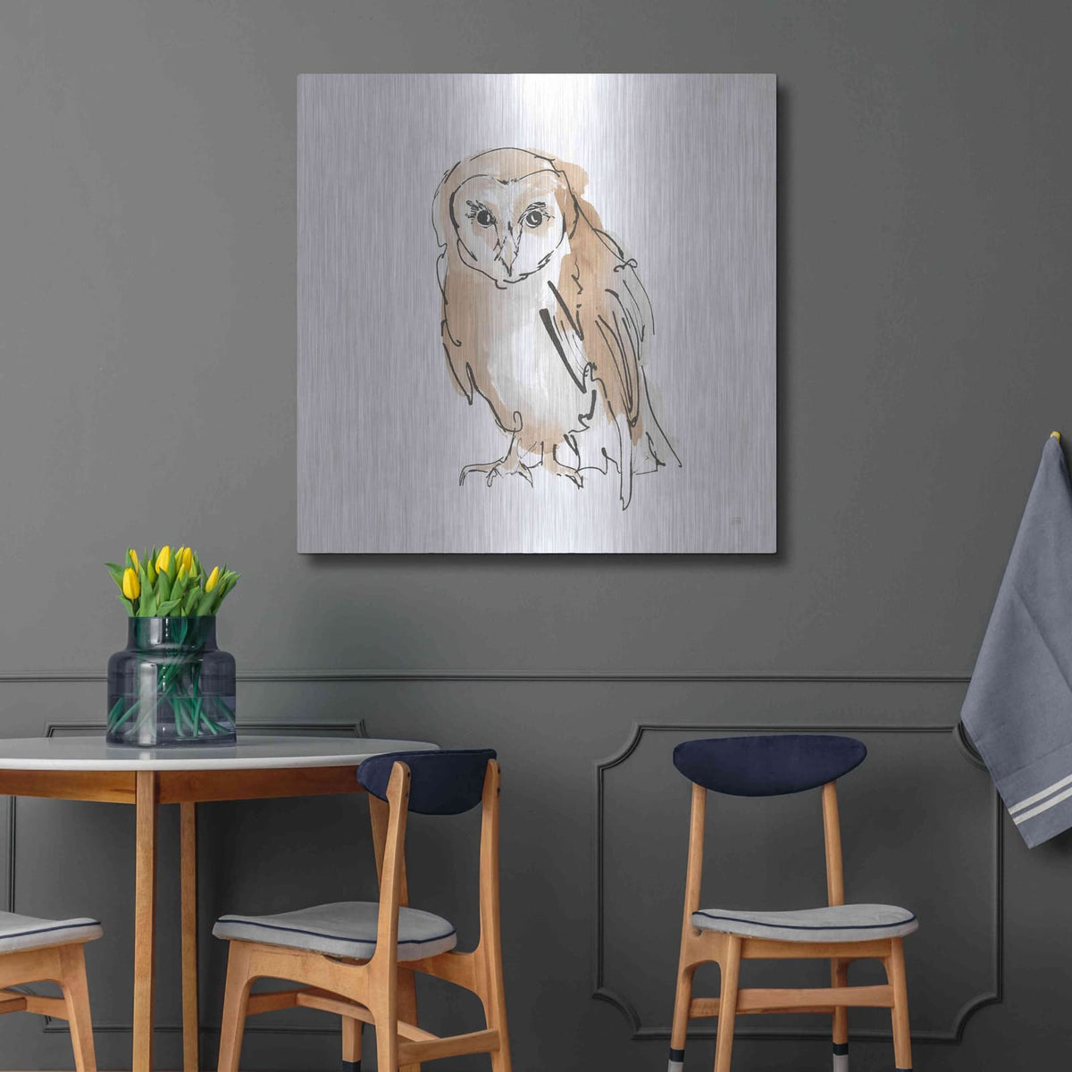 'Barn Owl VII' by Chris Paschke – Metal Wall Art, 36x36 room view