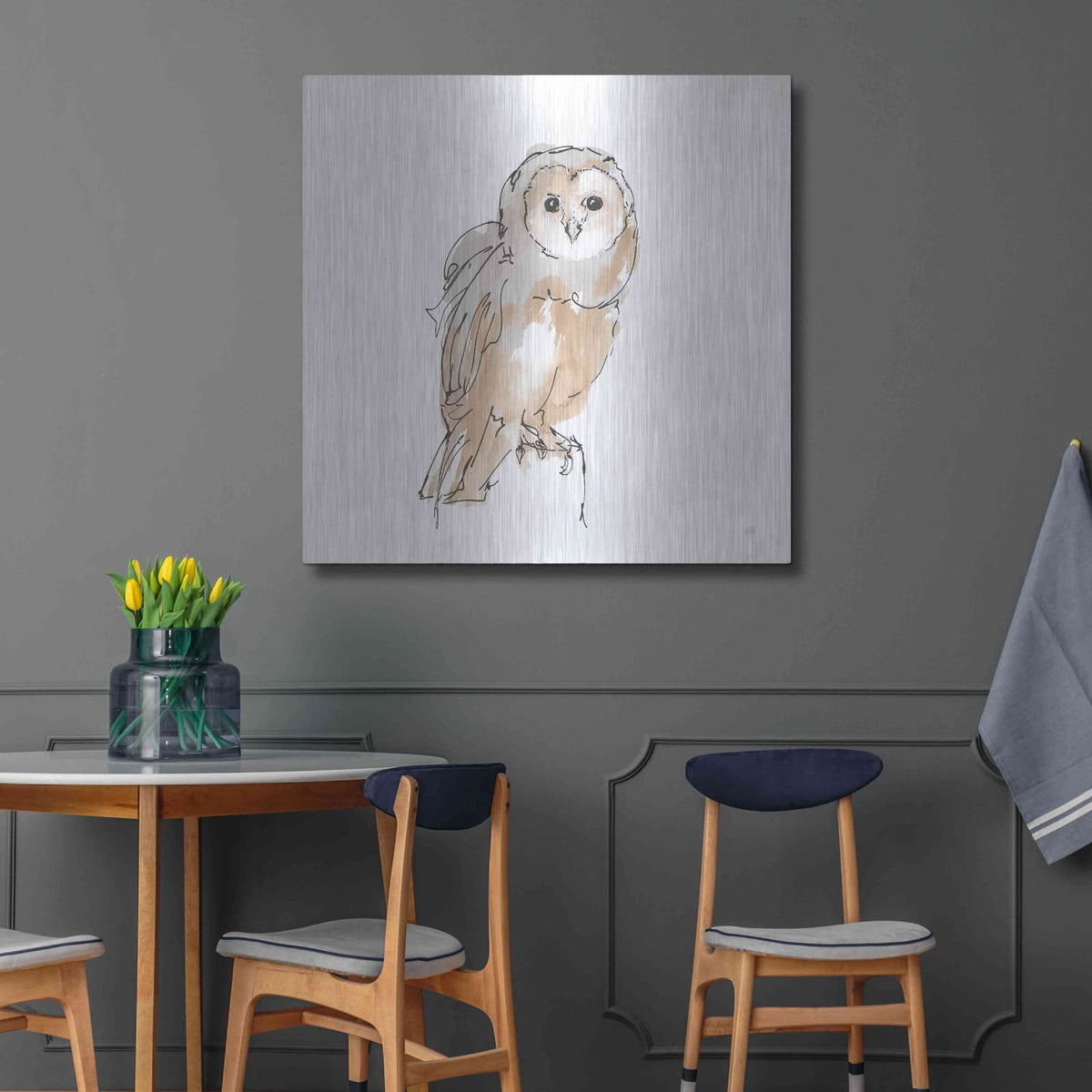 'Barn Owl VIII' by Chris Paschke – Metal Wall Art, 36x36 room view