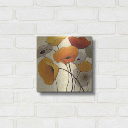 Luxe Metal Art 'Pumpkin Poppies III' by Shirley Novak, Metal Wall Art,12x12