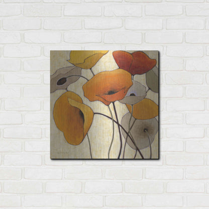 Luxe Metal Art 'Pumpkin Poppies III' by Shirley Novak, Metal Wall Art,24x24