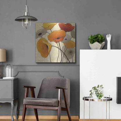 Luxe Metal Art 'Pumpkin Poppies III' by Shirley Novak, Metal Wall Art,24x24