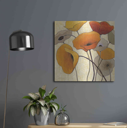 Luxe Metal Art 'Pumpkin Poppies III' by Shirley Novak, Metal Wall Art,24x24