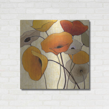 Luxe Metal Art 'Pumpkin Poppies III' by Shirley Novak, Metal Wall Art,36x36