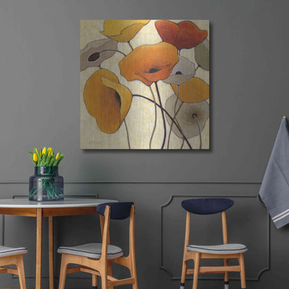 Luxe Metal Art 'Pumpkin Poppies III' by Shirley Novak, Metal Wall Art,36x36