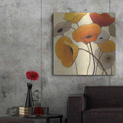 Luxe Metal Art 'Pumpkin Poppies III' by Shirley Novak, Metal Wall Art,36x36