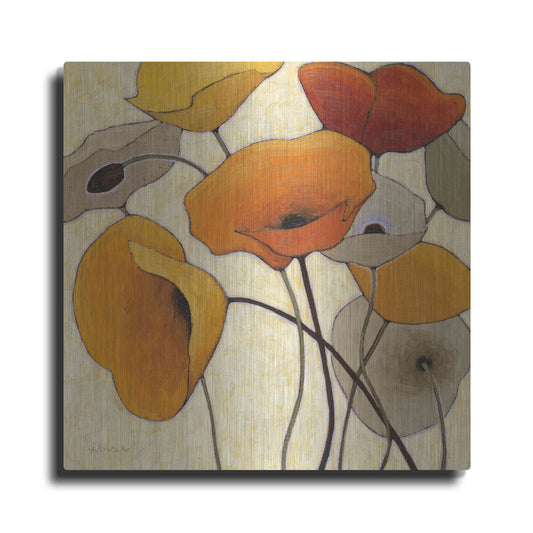 Luxe Metal Art 'Pumpkin Poppies III' by Shirley Novak, Metal Wall Art