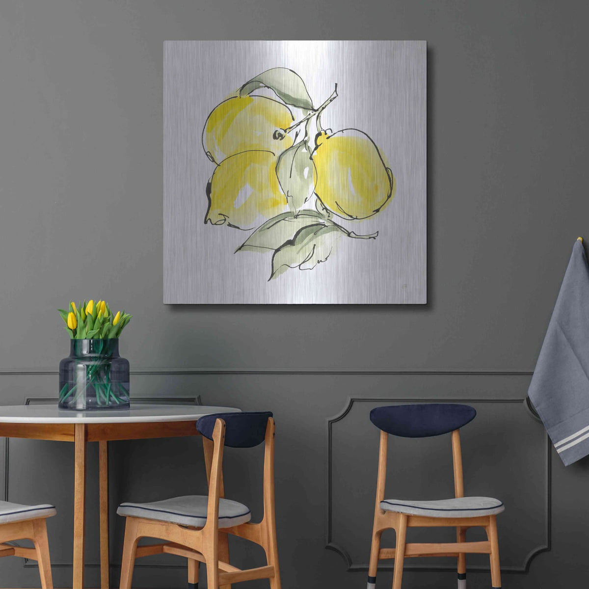 'Lemons III' by Chris Paschke – Metal Wall Art, 36x36 room view