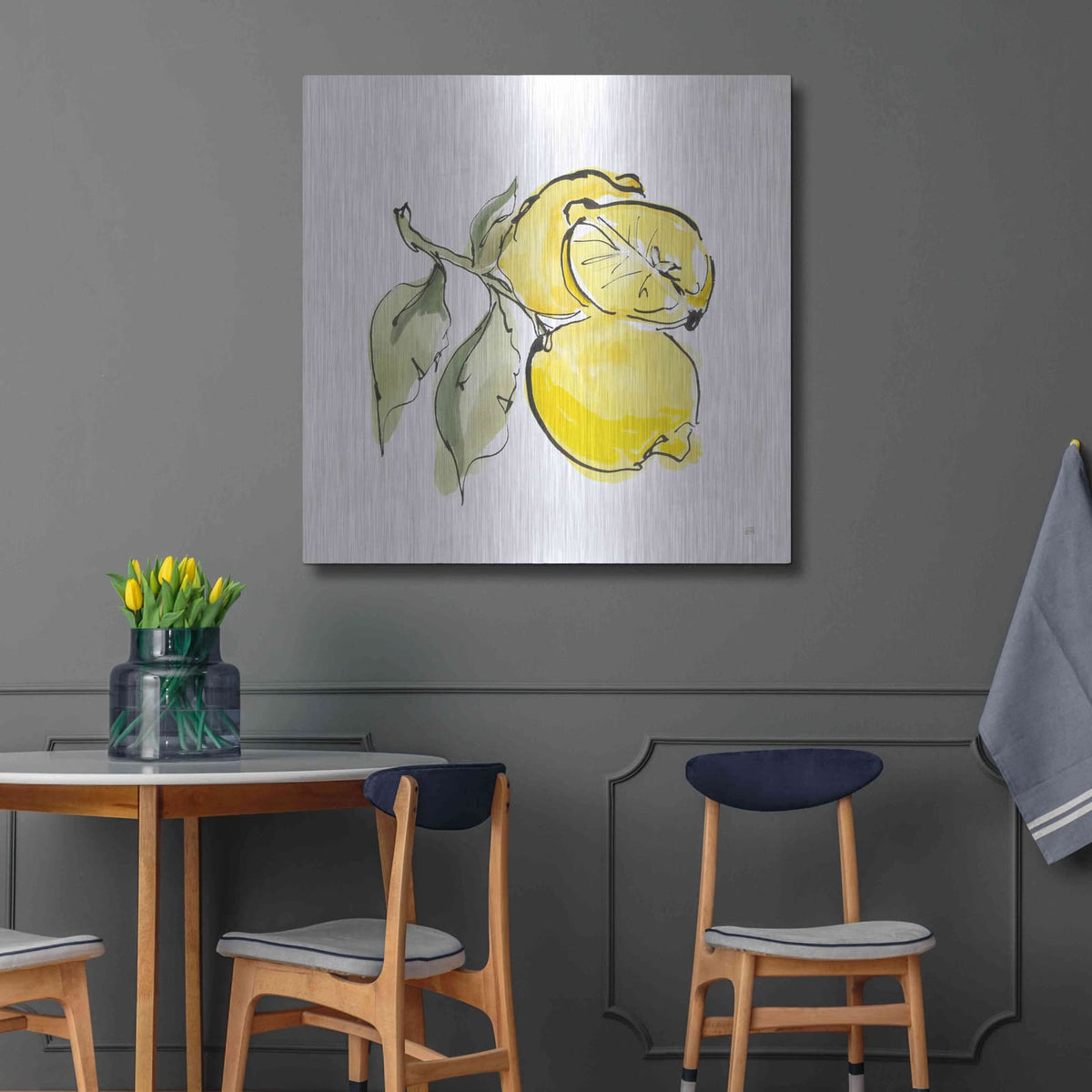 'Lemon Still Life II' by Chris Paschke – Metal Wall Art, 36x36 room view