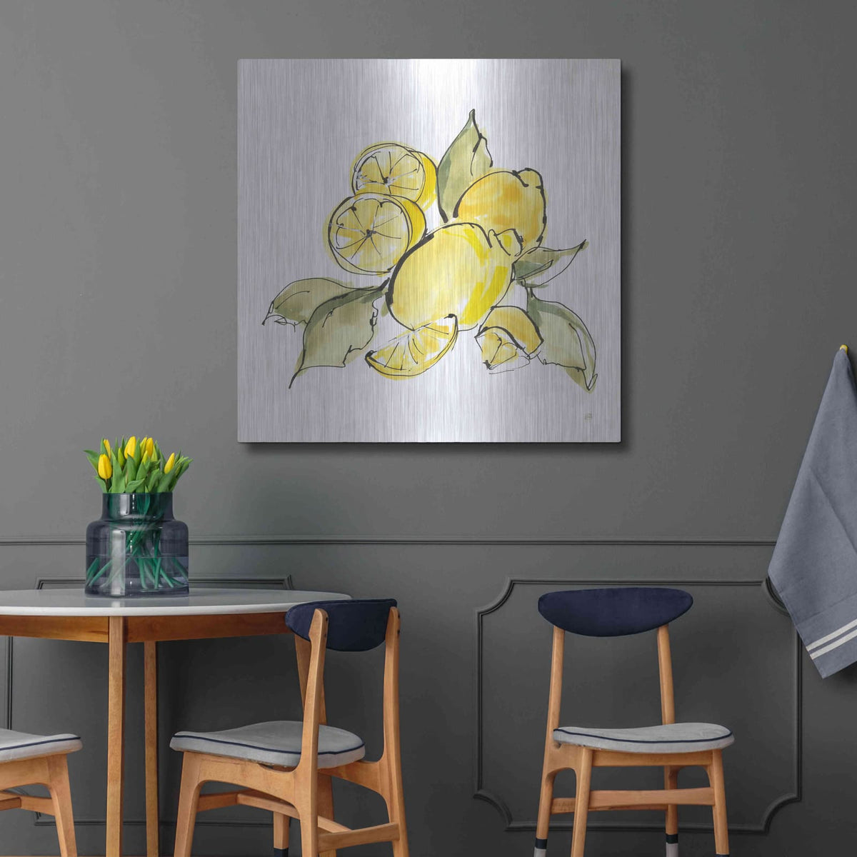 'Lemon Still Life III' by Chris Paschke – Metal Wall Art, 36x36 room view