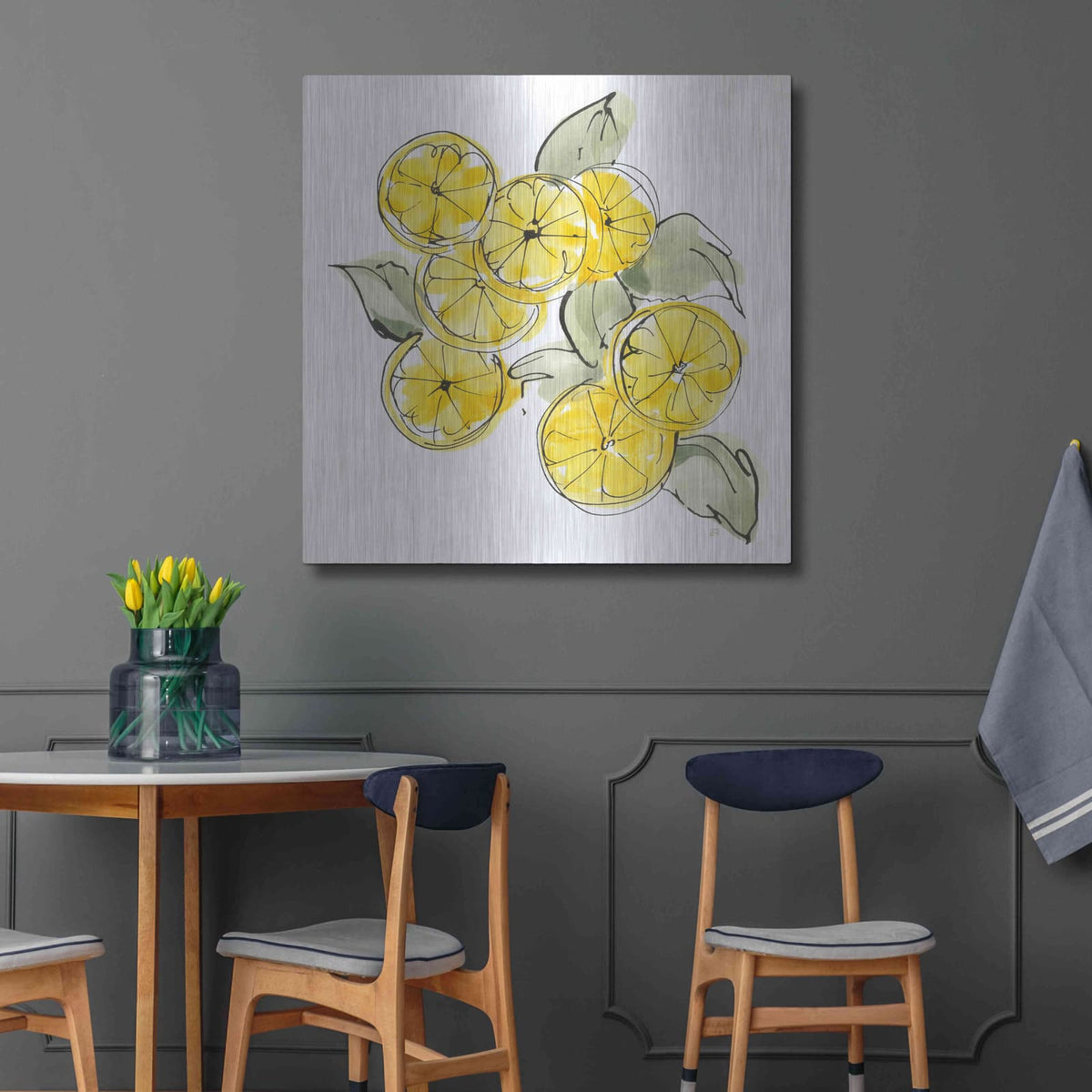 'Cut Lemons I' by Chris Paschke – Metal Wall Art, 36x36 room view
