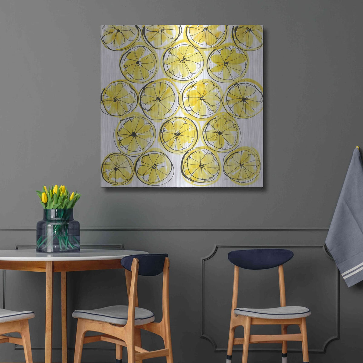 'Cut Lemons IV' by Chris Paschke – Metal Wall Art, 36x36 room view