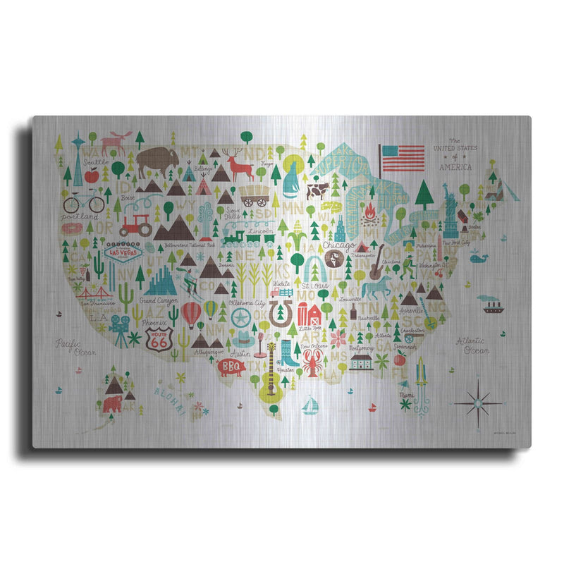 'Illustrated USA' by Michael Mullan – Metal Wall Art