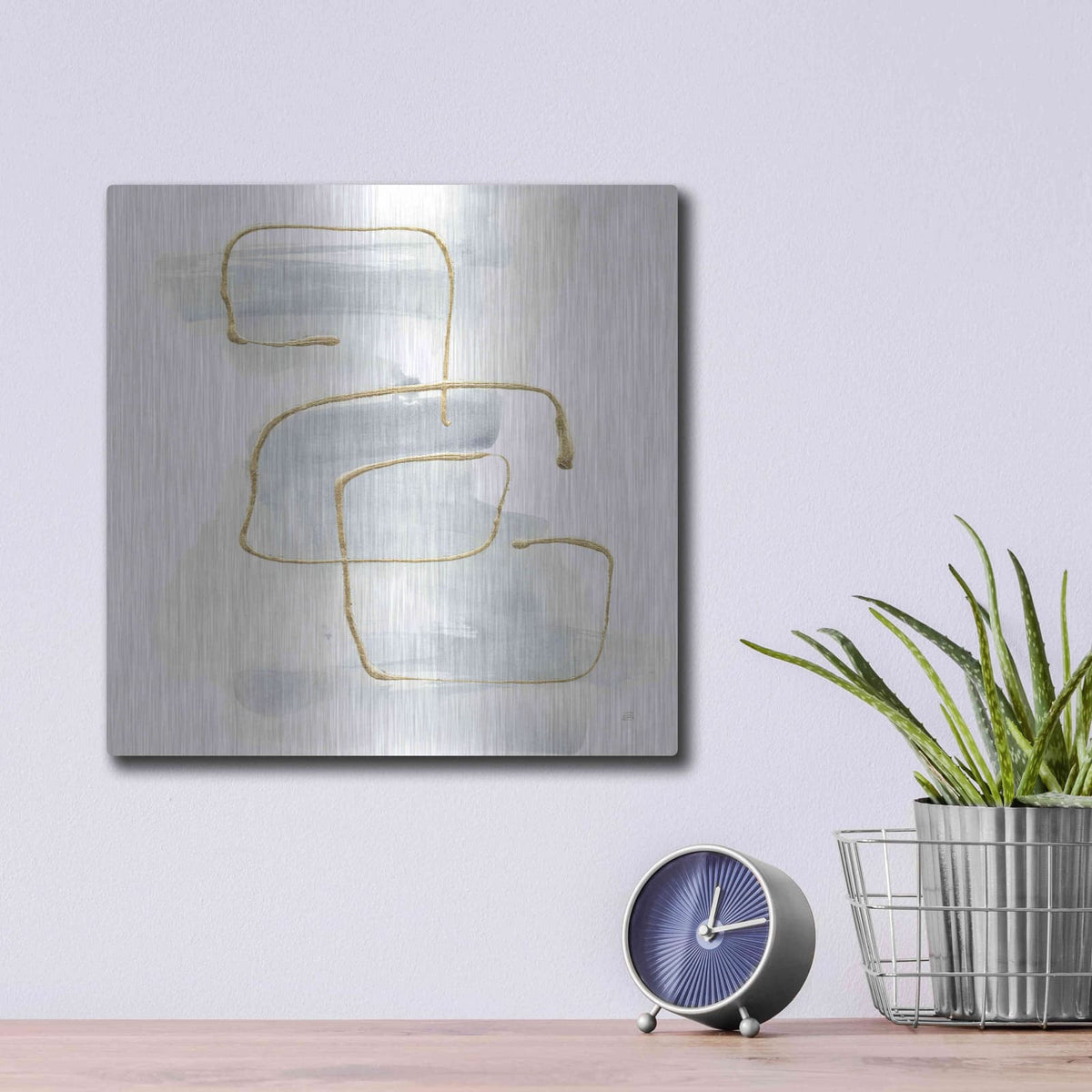 'Cool Gray Gold I' by Chris Paschke – Metal Wall Art, 12x12 room view