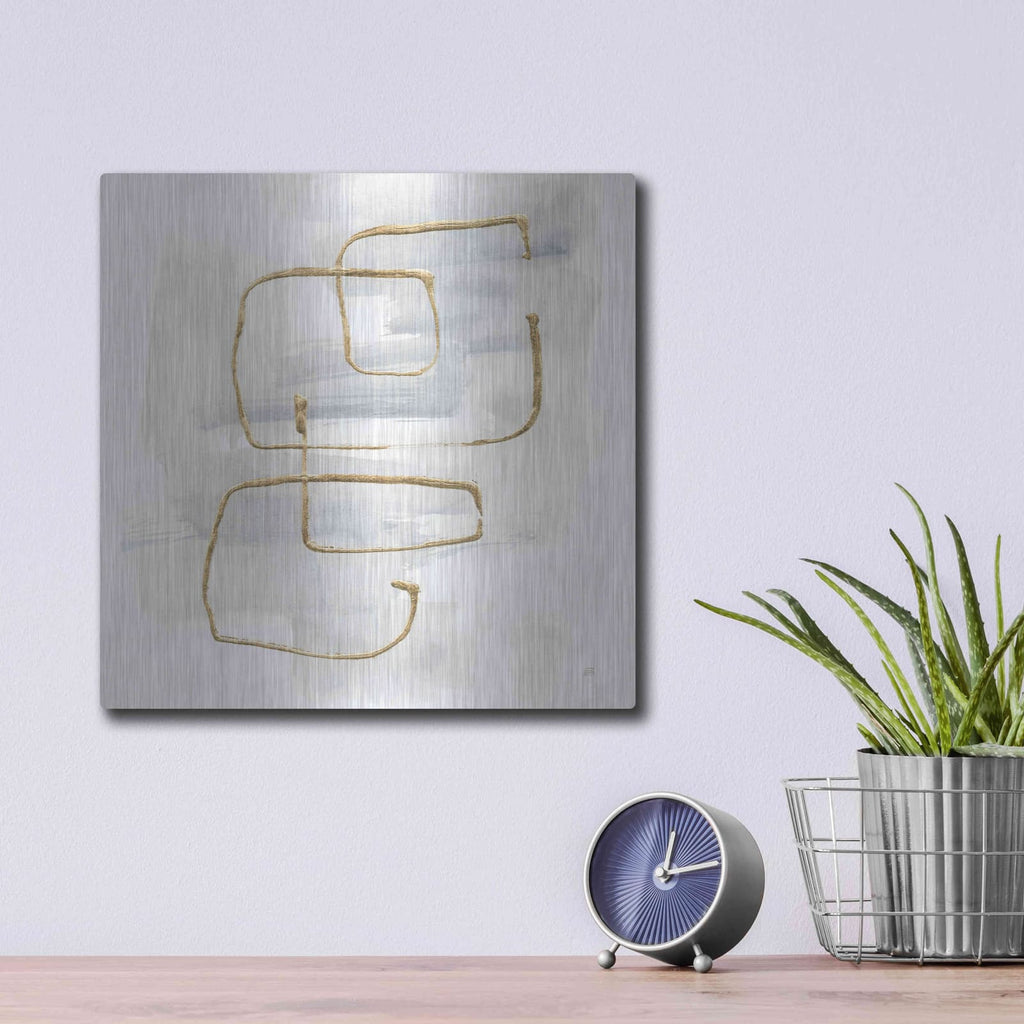 'Cool Gray Gold II' by Chris Paschke – Metal Wall Art, 12x12 room view