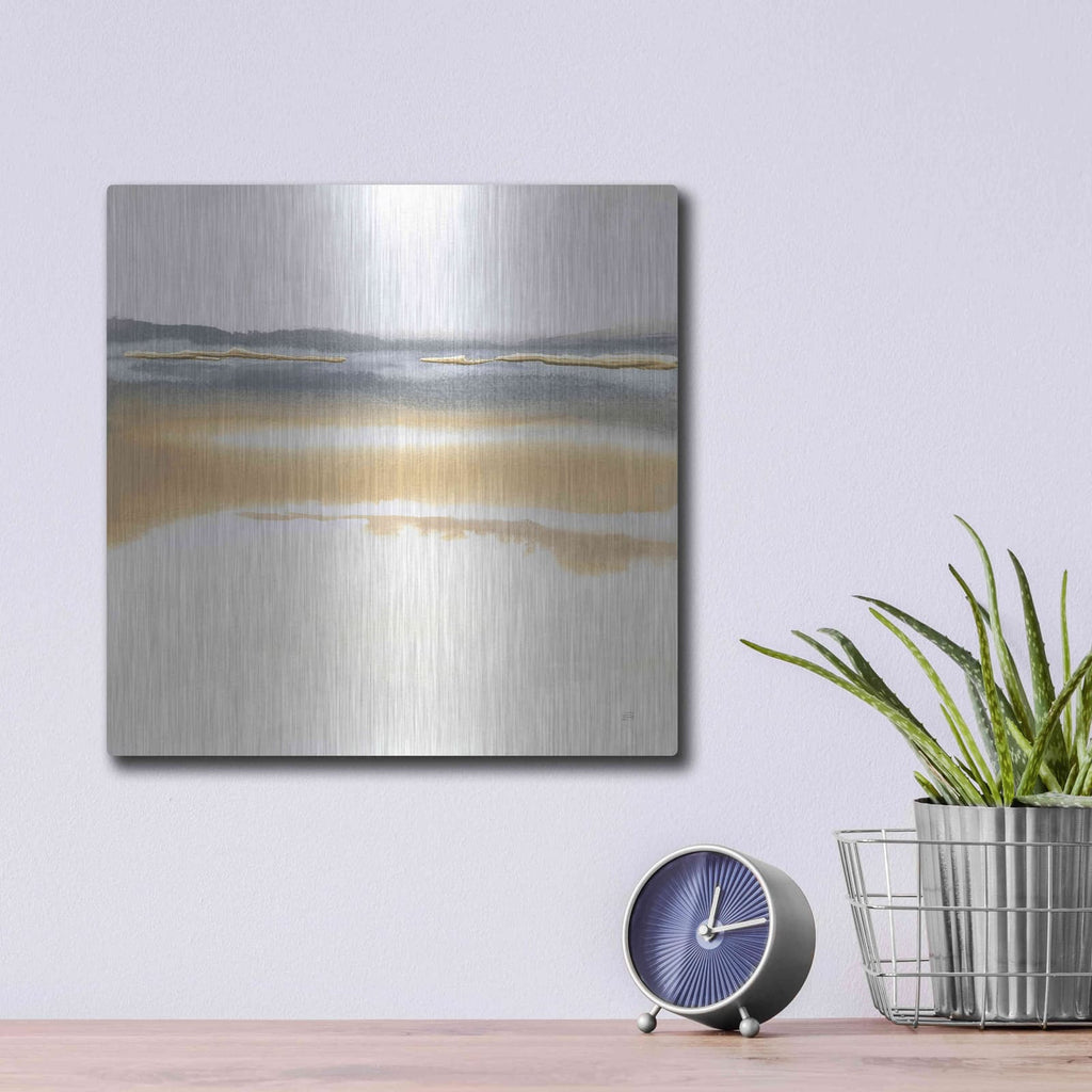 'Beige and Gold I' by Chris Paschke – Metal Wall Art, 12x12 room view