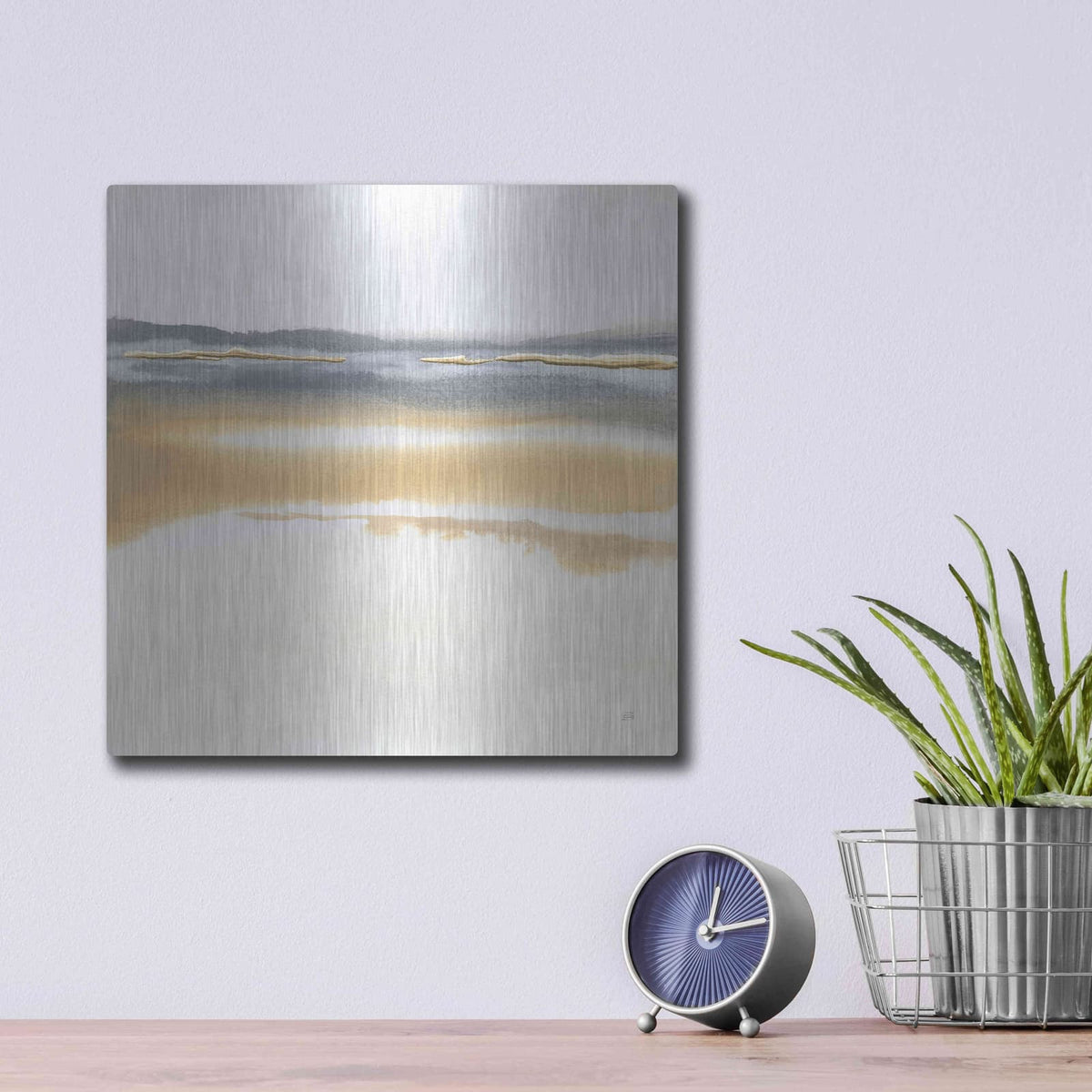 'Beige and Gold I' by Chris Paschke – Metal Wall Art, 12x12 room view