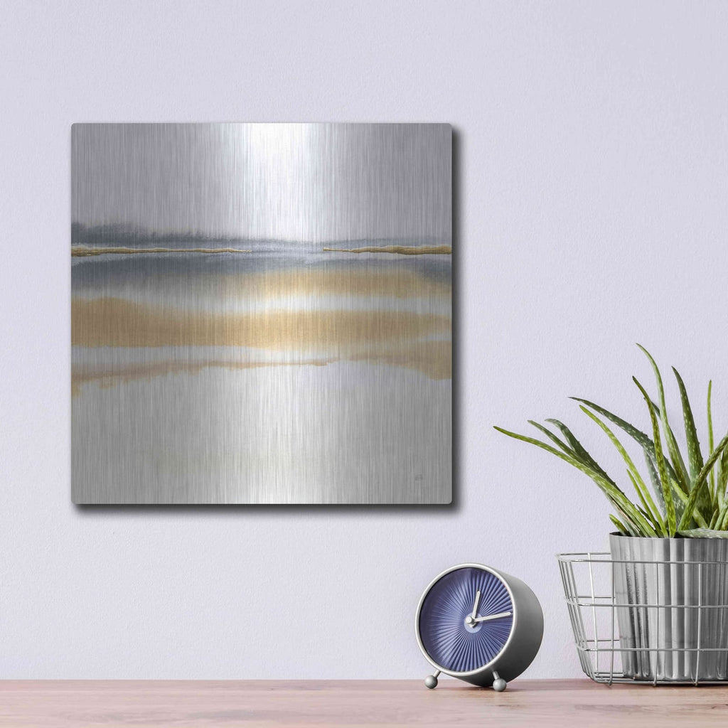 'Beige and Gold II' by Chris Paschke – Metal Wall Art, 12x12 room view