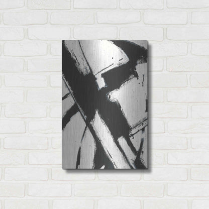 Luxe Metal Art 'Expression Abstract I White Crop' by Shirley Novak, Metal Wall Art,16x24