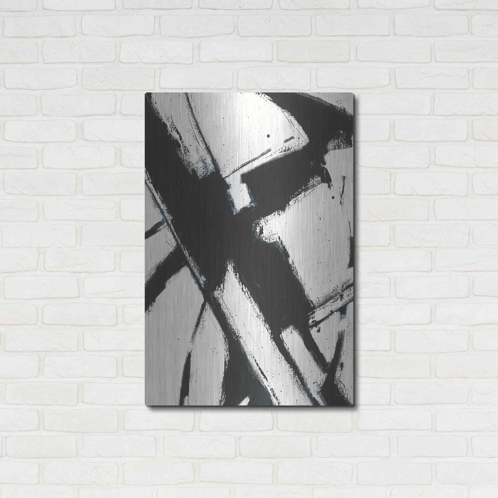 Luxe Metal Art 'Expression Abstract I White Crop' by Shirley Novak, Metal Wall Art,24x36