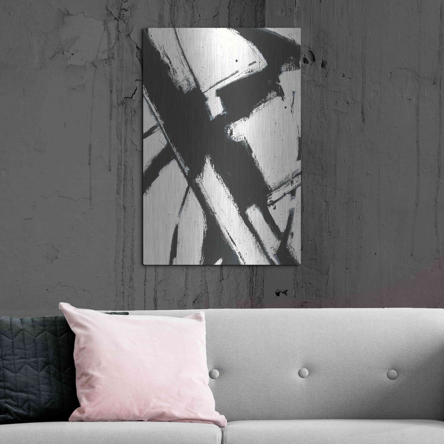 Luxe Metal Art 'Expression Abstract I White Crop' by Shirley Novak, Metal Wall Art,24x36