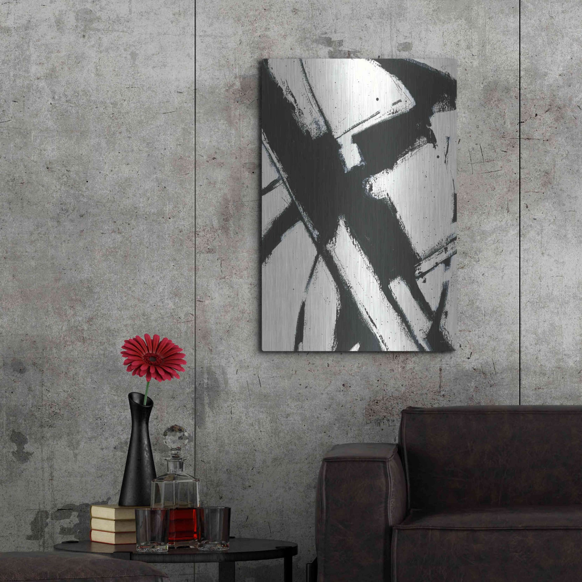 Luxe Metal Art 'Expression Abstract I White Crop' by Shirley Novak, Metal Wall Art,24x36