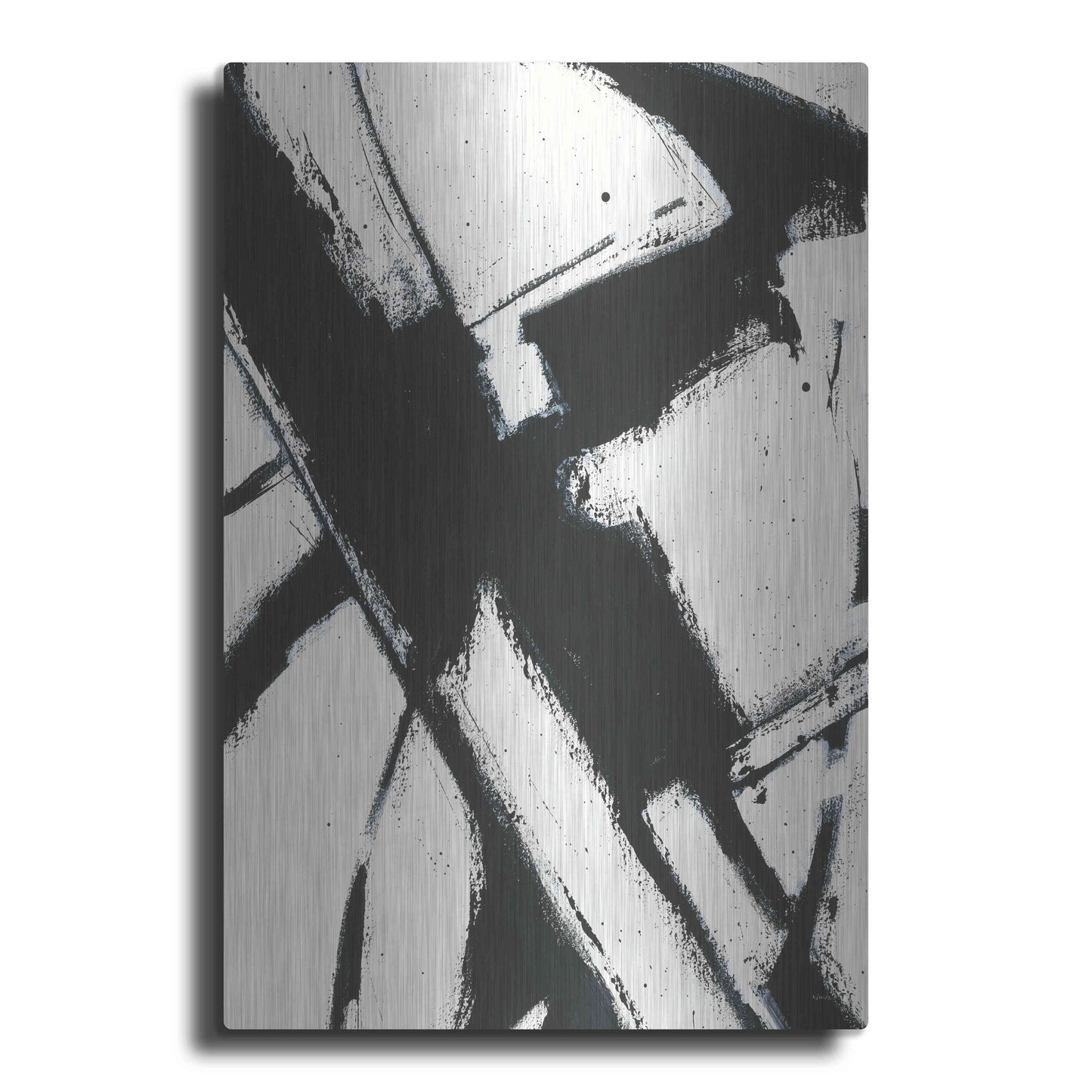 Luxe Metal Art 'Expression Abstract I White Crop' by Shirley Novak, Metal Wall Art