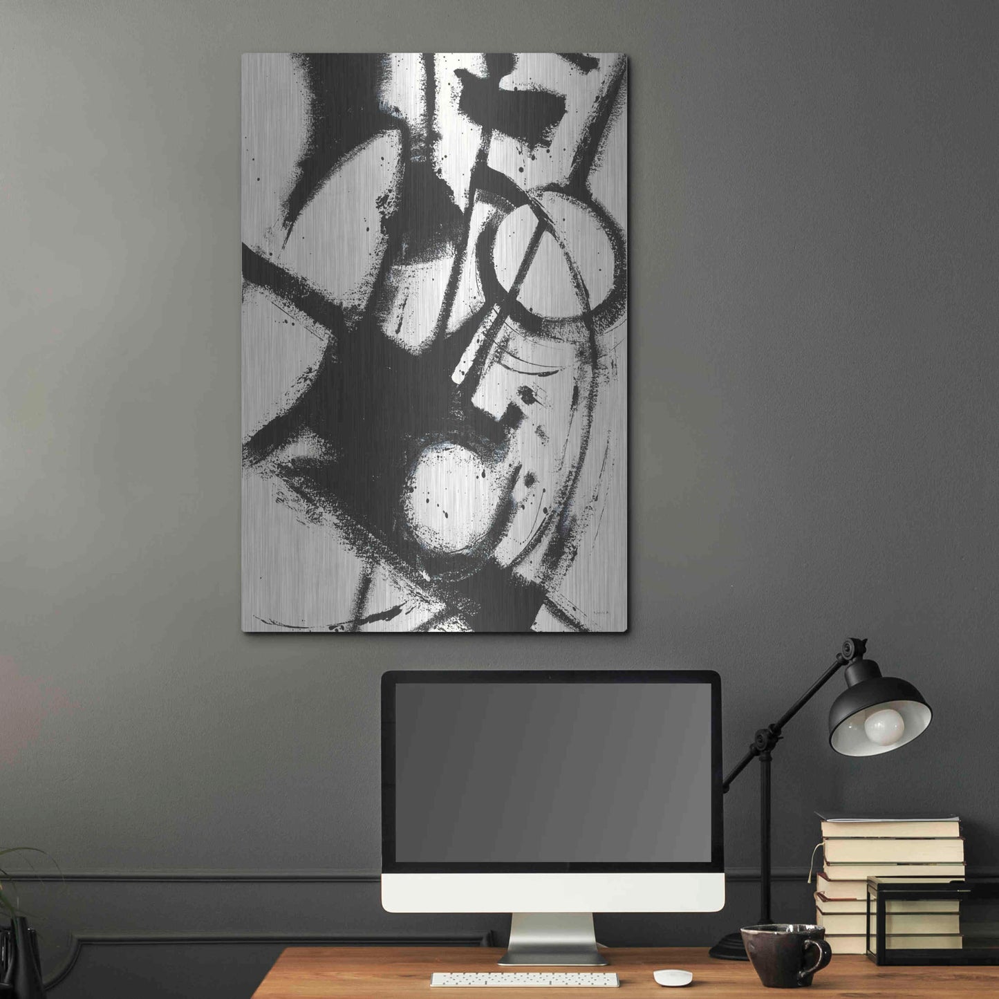 Luxe Metal Art 'Expression Abstract II White Crop' by Shirley Novak, Metal Wall Art,24x36