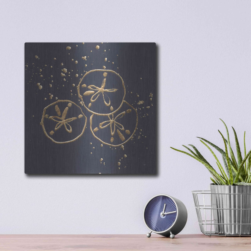 'Gold Sand Dollar II' by Chris Paschke – Metal Wall Art, 12x12 room view
