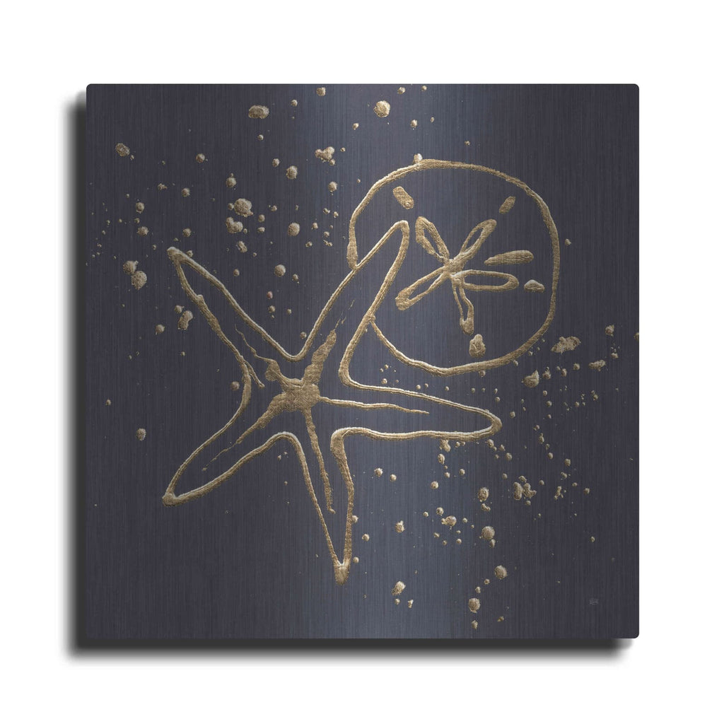'Gold Sand Dollar Starfish' by Chris Paschke – Metal Wall Art