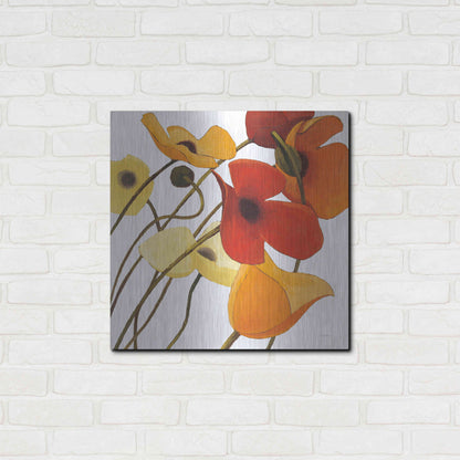 Luxe Metal Art 'Up Two on White Yellow' by Shirley Novak, Metal Wall Art,24x24